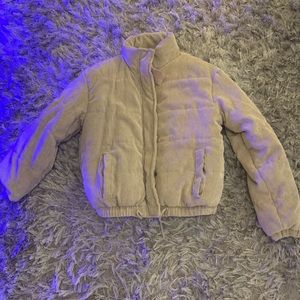 Tan Crop Puff Jacket